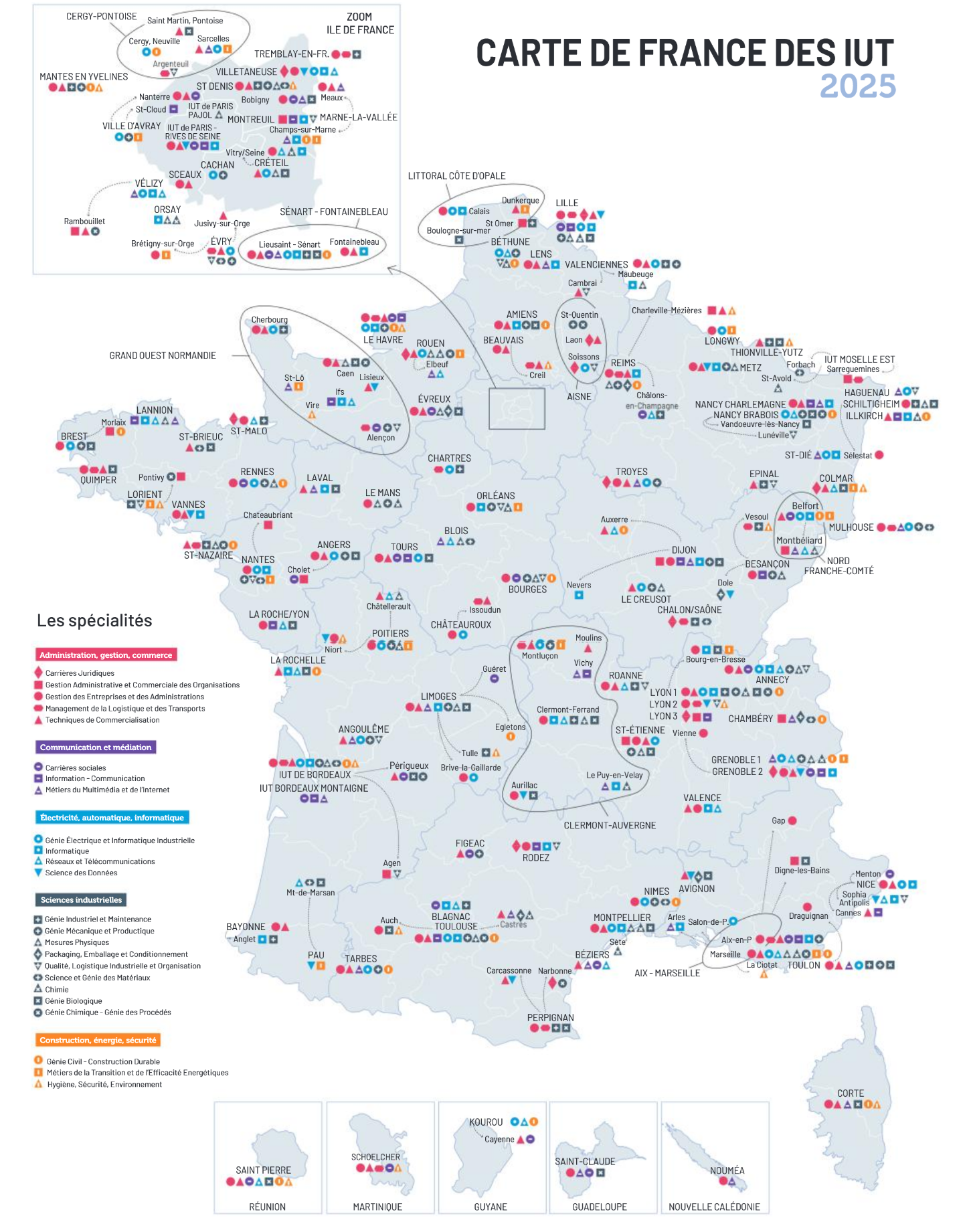 Carte des IUT 2025-2026